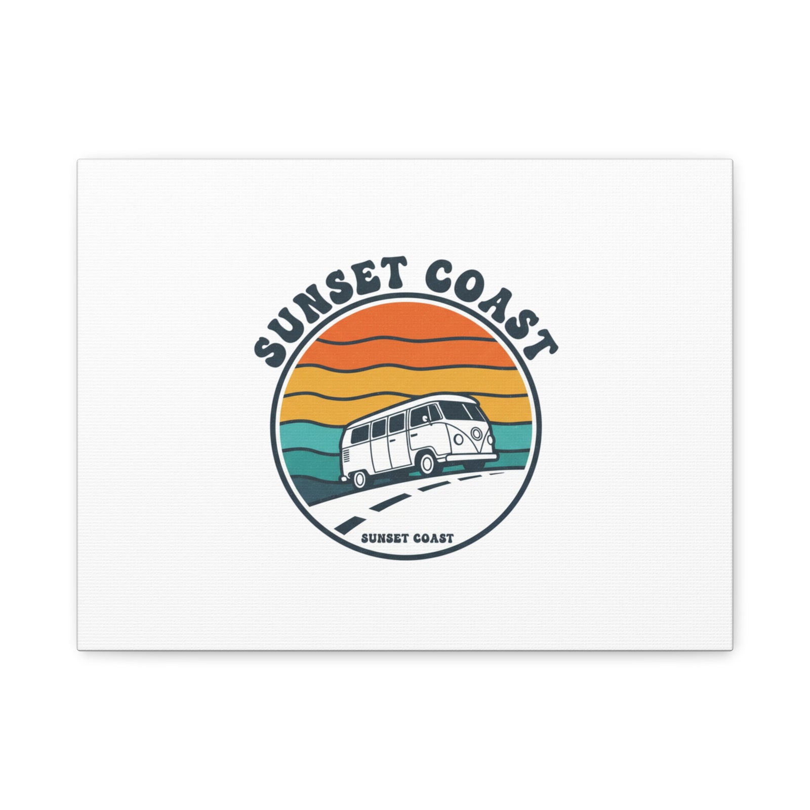 Sunset Coast Retro VW Bus Matte Canvas, 1970s Sunset Palm Poster | Vintage Surf Roadtrip