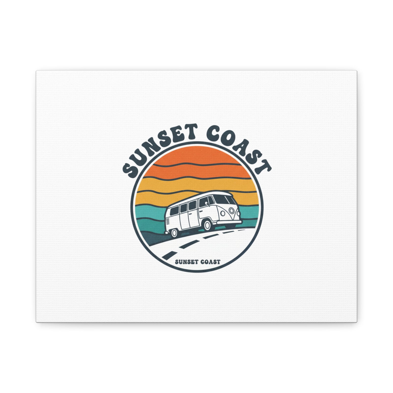 Sunset Coast Retro VW Bus Matte Canvas, 1970s Sunset Palm Poster | Vintage Surf Roadtrip