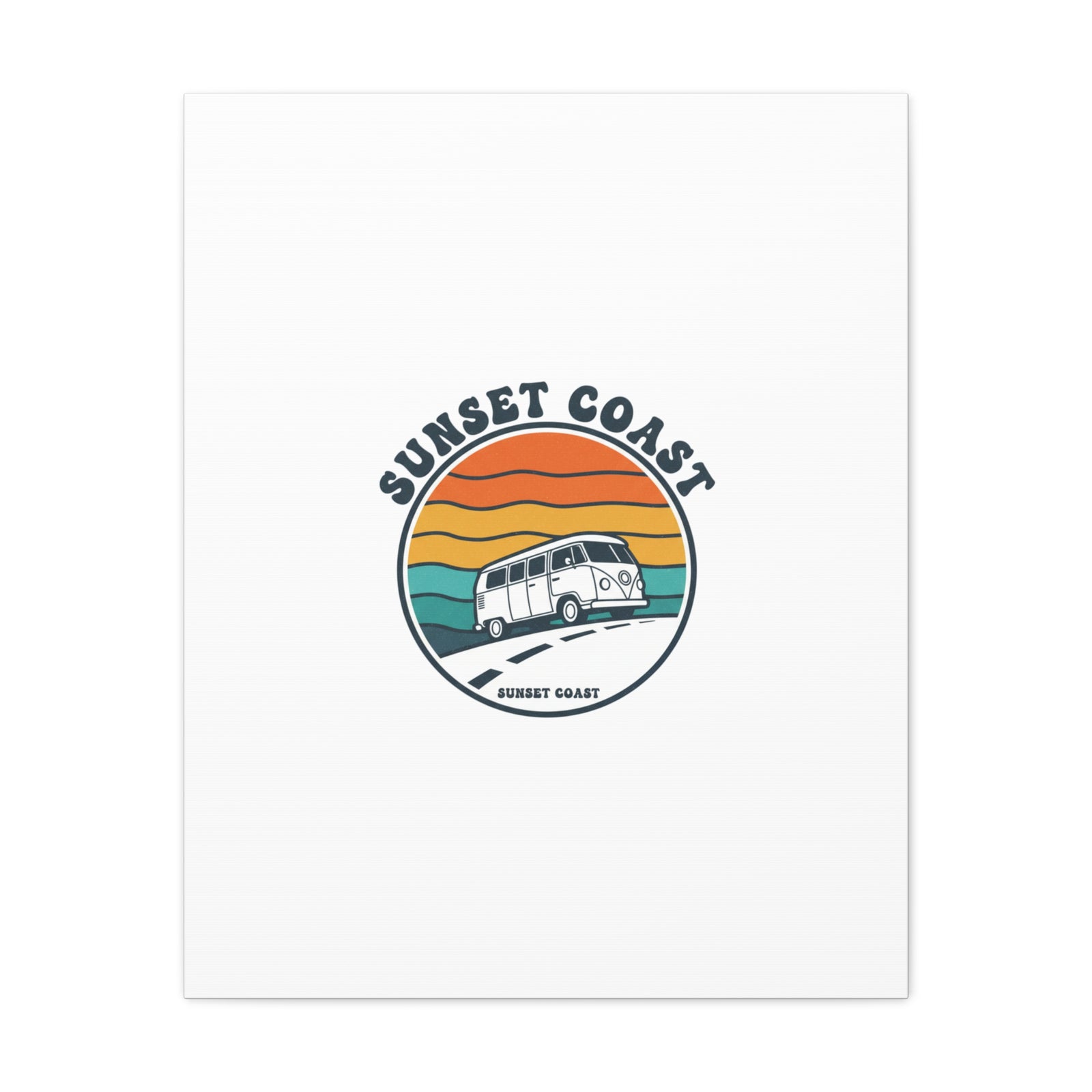 Sunset Coast Retro VW Bus Matte Canvas, 1970s Sunset Palm Poster | Vintage Surf Roadtrip