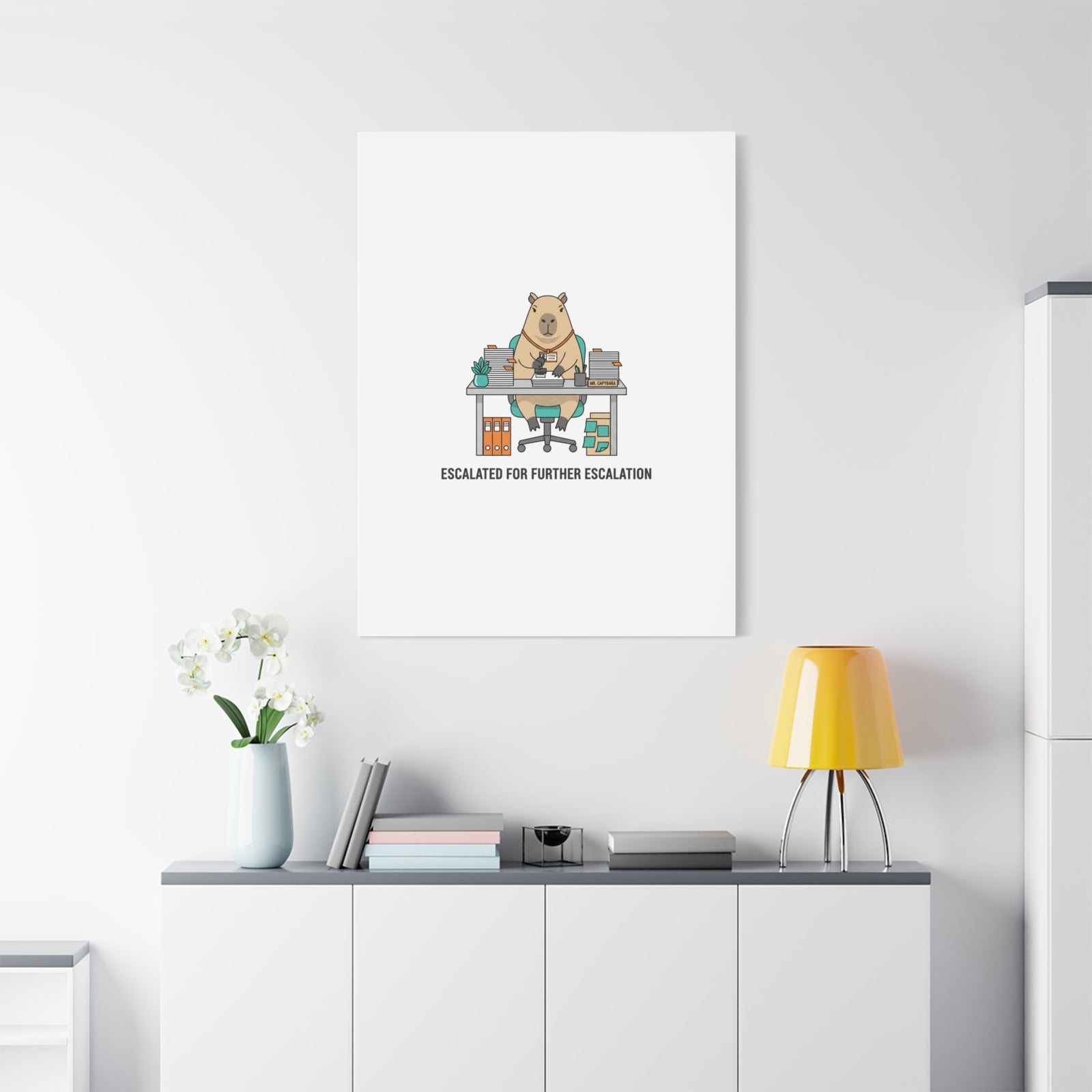 Escalated for Further Escalation Canvas | Unhinged Animal Bureaucracy, Office Animal Illustration