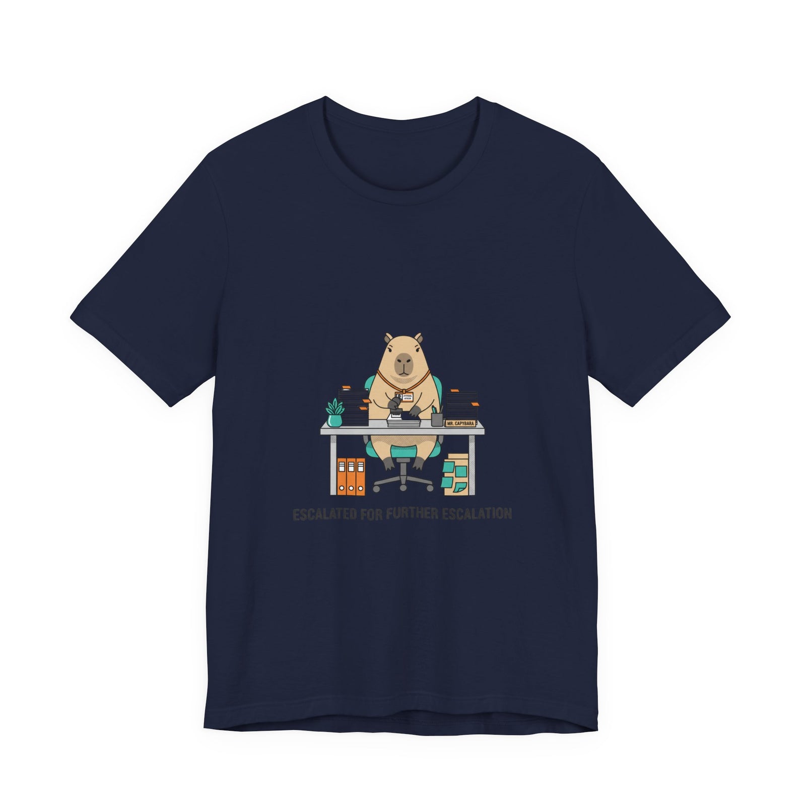Escalated for Further Escalation Bear Desk Tee | Unhinged Animal Bureaucracy, office bear illustration