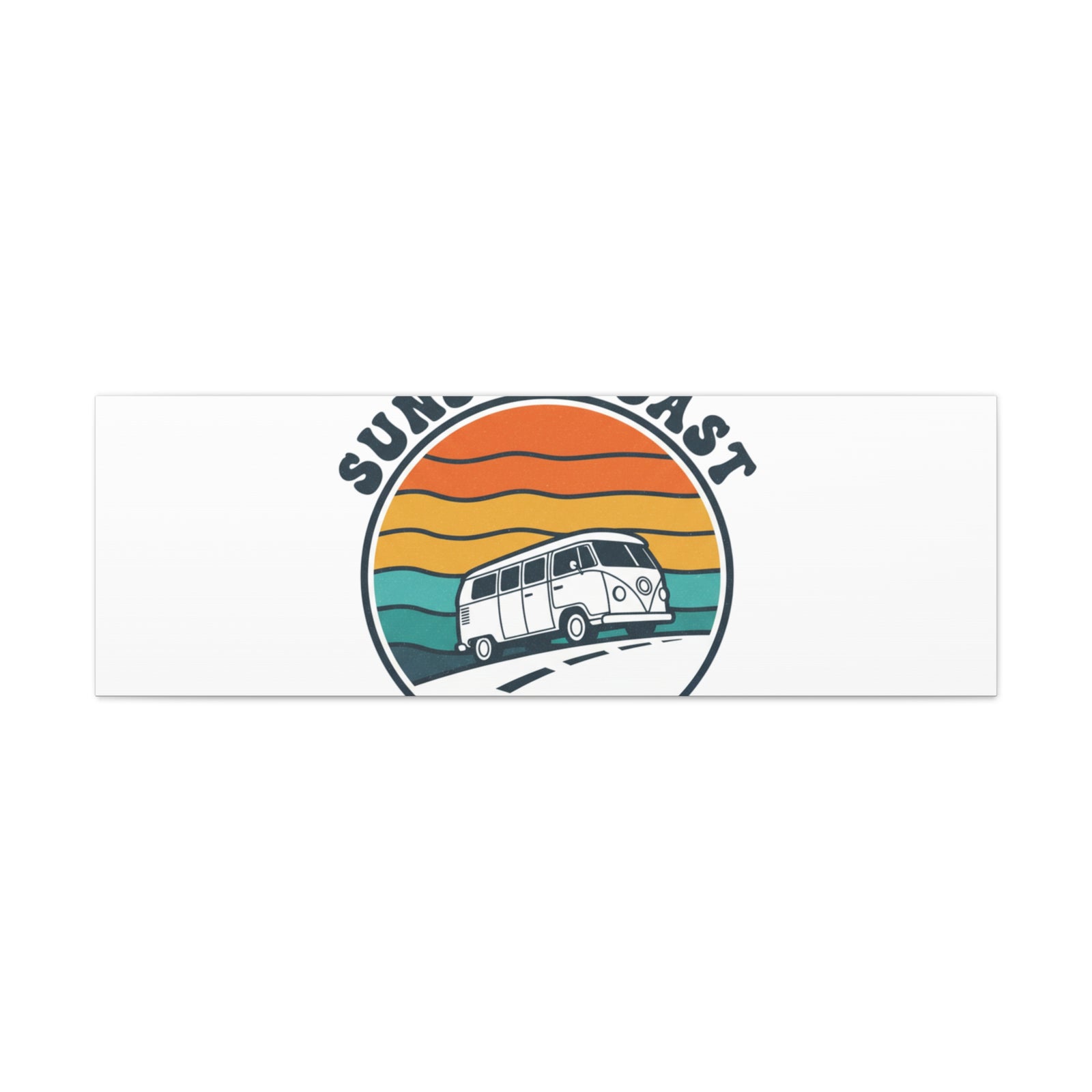Sunset Coast Retro VW Bus Matte Canvas, 1970s Sunset Palm Poster | Vintage Surf Roadtrip