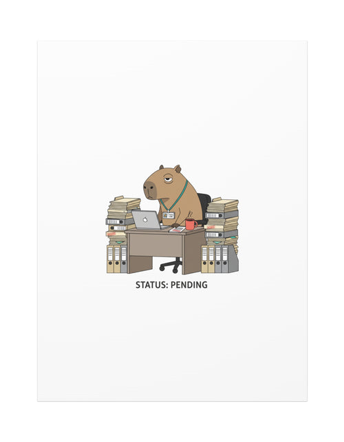 Load image into Gallery viewer, Status: Pending office capybara illustration Canvas | Unhinged Animal Bureaucracy, adulting animal art
