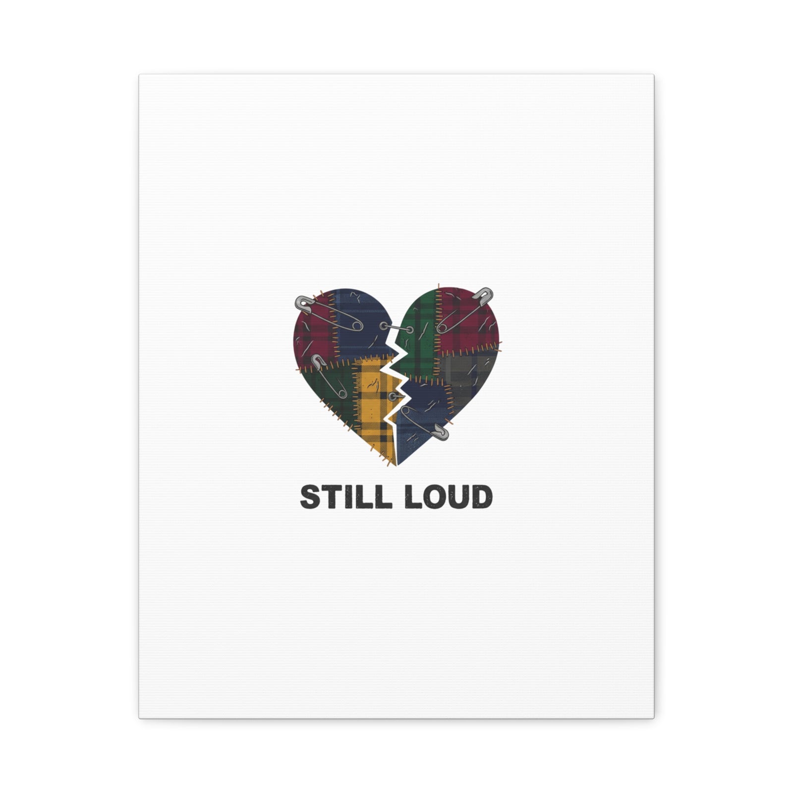 Plaid Patchwork Heart Canvas | Grunge Revival 90s Punk Wall Art