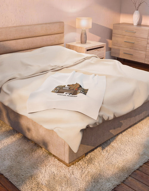 Load image into Gallery viewer, Status: Pending office capybara illustration Velveteen Plush Blanket | Unhinged Animal Bureaucracy, deadpan HR meme
