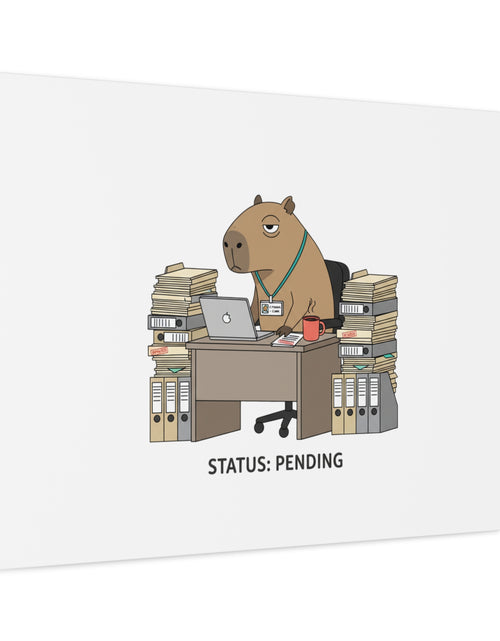 Load image into Gallery viewer, Status: Pending office capybara illustration Canvas | Unhinged Animal Bureaucracy, adulting animal art

