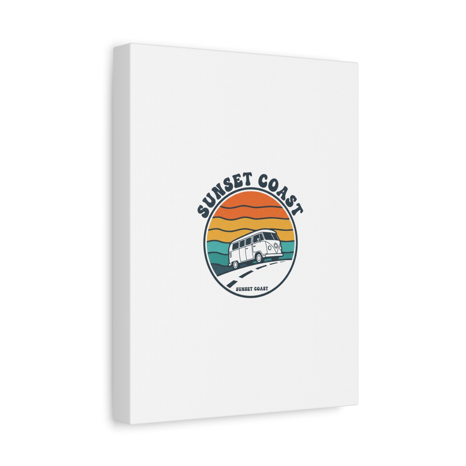 Sunset Coast Retro VW Bus Matte Canvas, 1970s Sunset Palm Poster | Vintage Surf Roadtrip