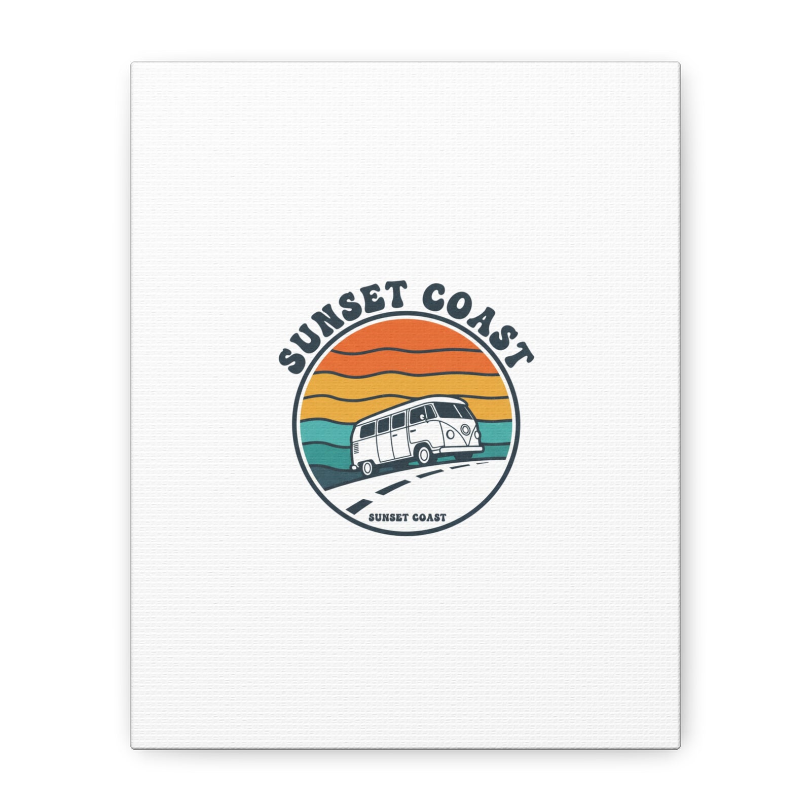 Sunset Coast Retro VW Bus Matte Canvas, 1970s Sunset Palm Poster | Vintage Surf Roadtrip