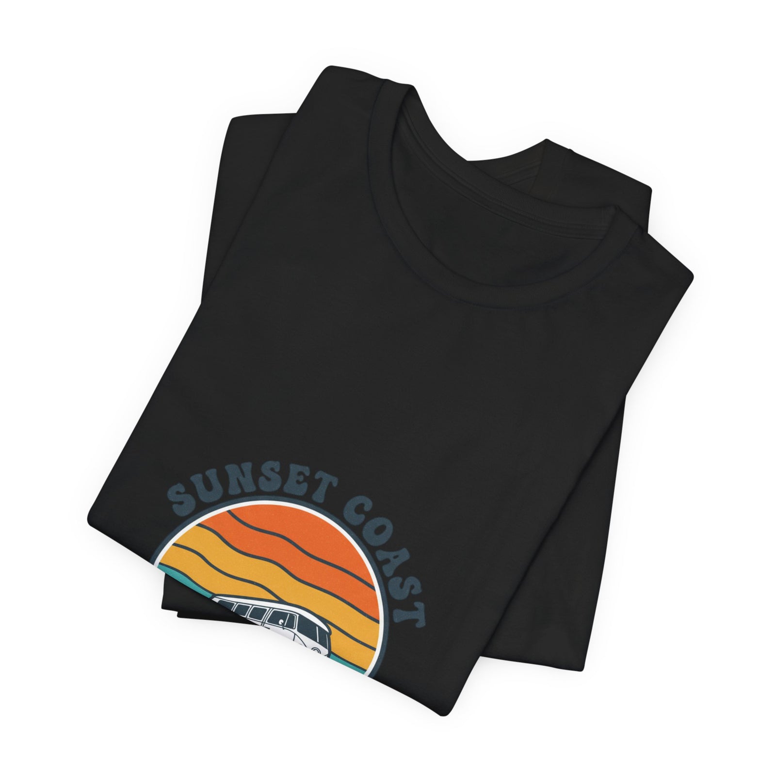 Sunset Coast Retro Surf Graphic Tee | 70s Sunset Shirt, Vintage Palm Postcard