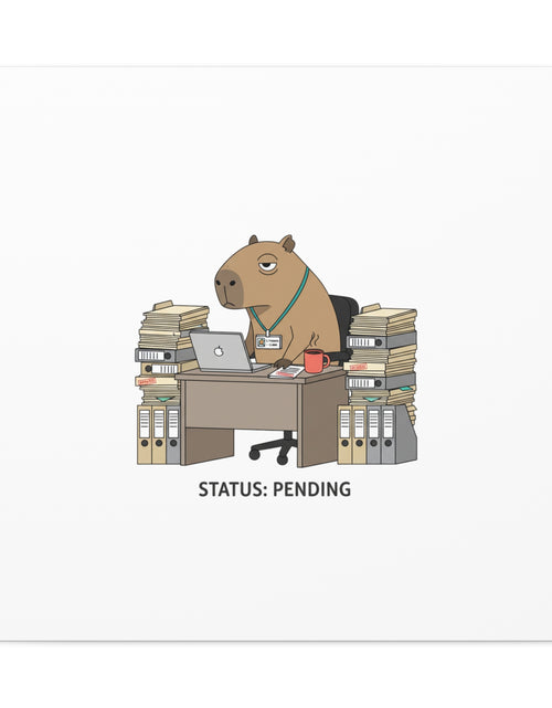 Load image into Gallery viewer, Status: Pending office capybara illustration Canvas | Unhinged Animal Bureaucracy, adulting animal art
