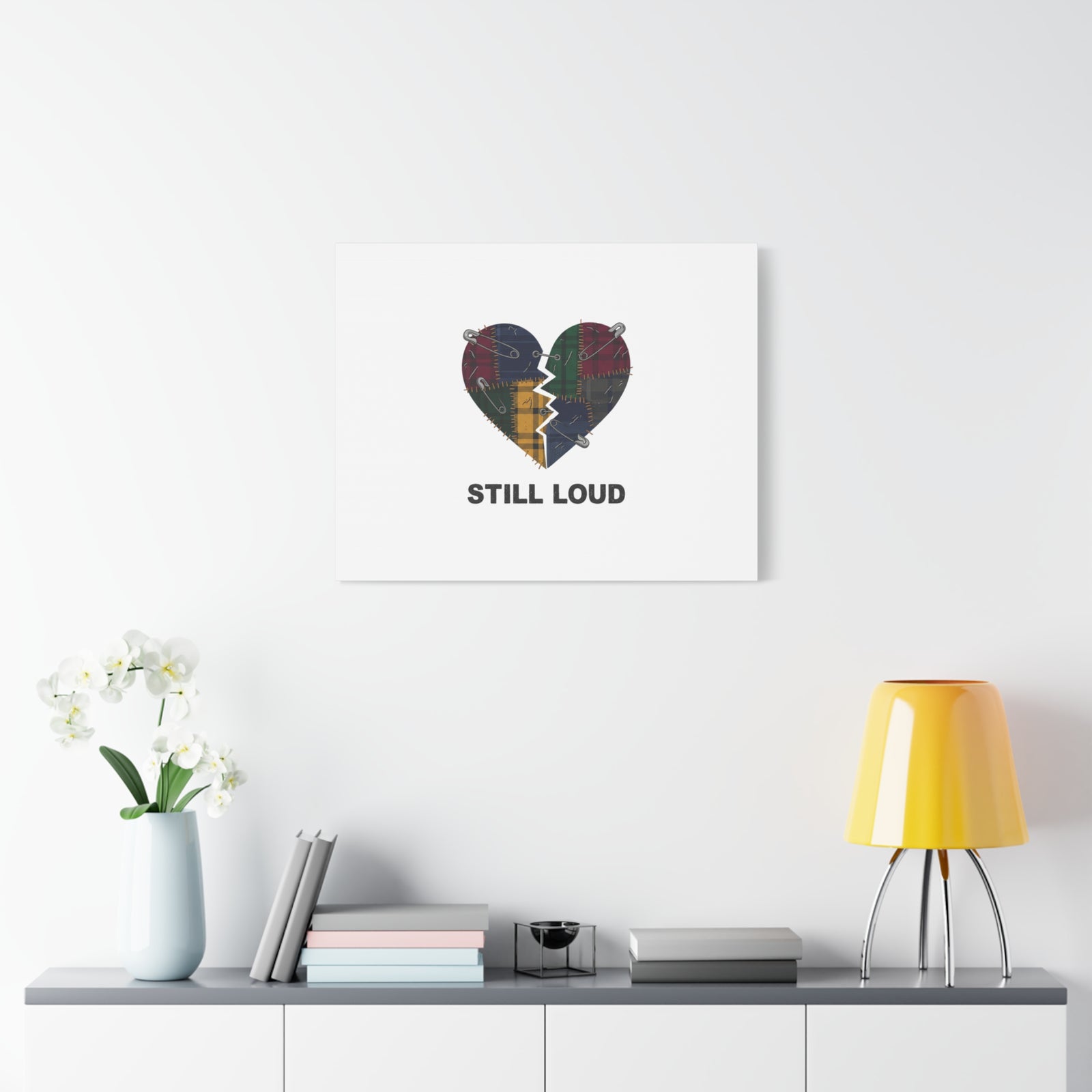 Plaid Patchwork Heart Canvas | Grunge Revival 90s Punk Wall Art