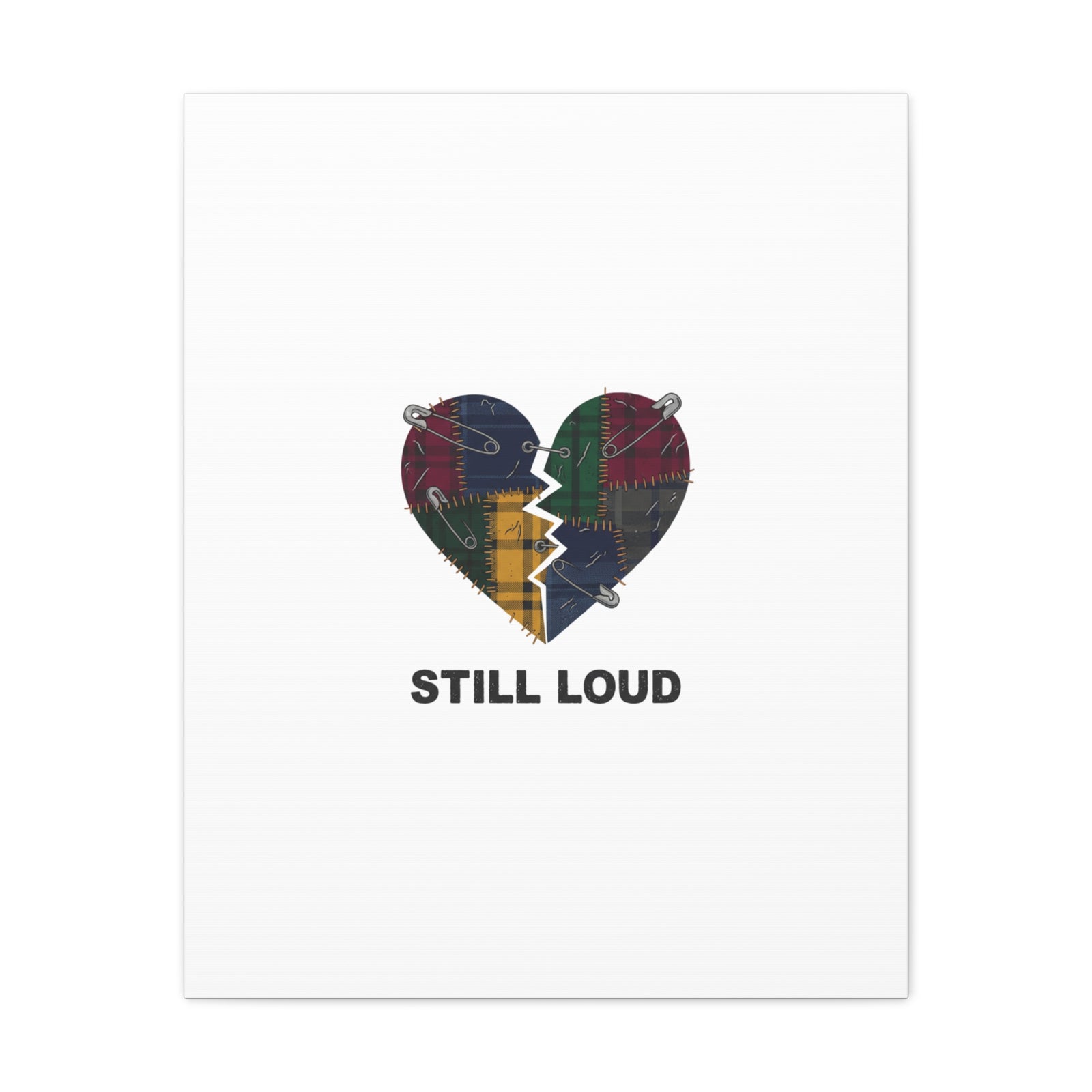 Plaid Patchwork Heart Canvas | Grunge Revival 90s Punk Wall Art