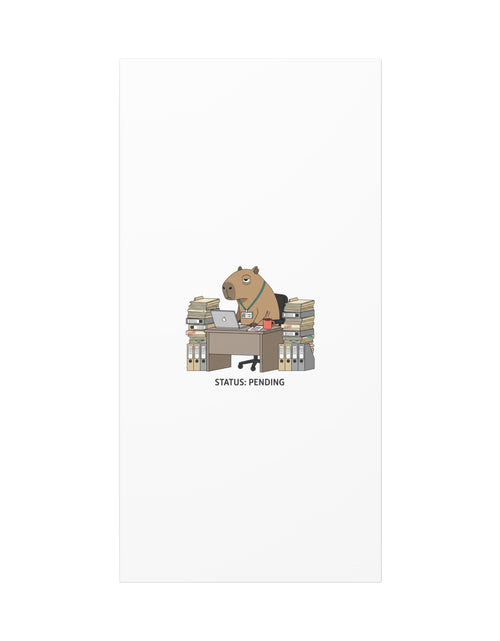 Load image into Gallery viewer, Status: Pending office capybara illustration Canvas | Unhinged Animal Bureaucracy, adulting animal art
