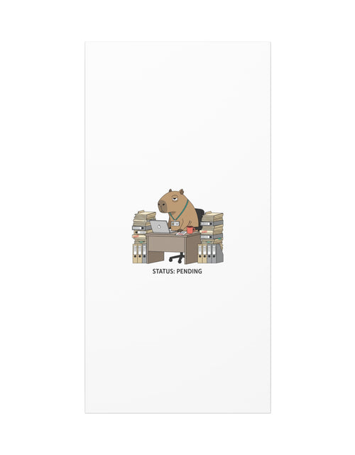 Load image into Gallery viewer, Status: Pending office capybara illustration Canvas | Unhinged Animal Bureaucracy, adulting animal art
