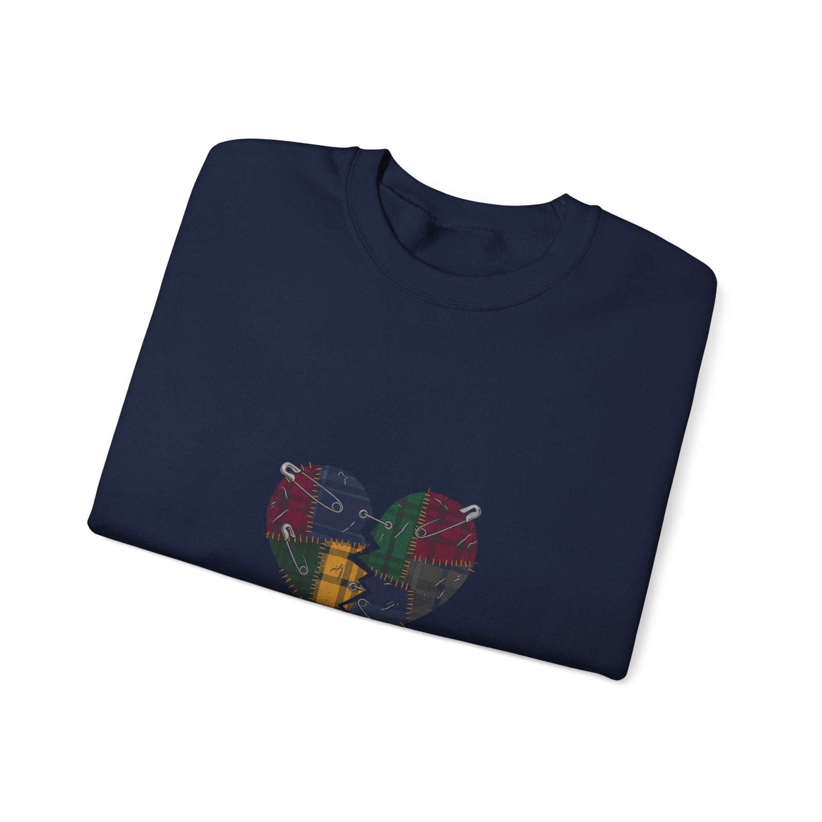 Plaid Broken Heart Crewneck Sweatshirt | Grunge Revival, 90s Flannel Aesthetic