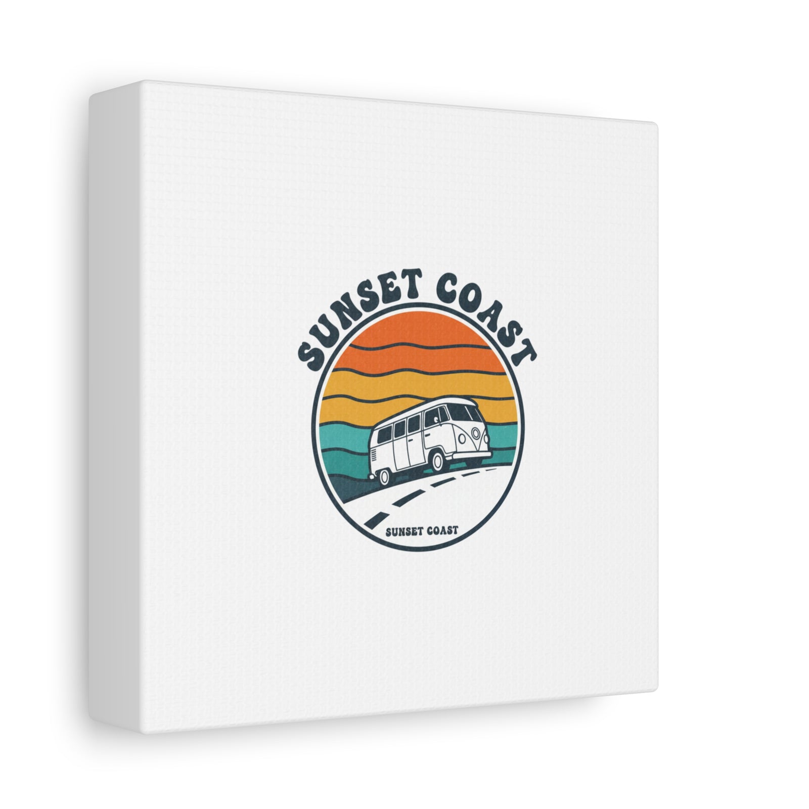 Sunset Coast Retro VW Bus Matte Canvas, 1970s Sunset Palm Poster | Vintage Surf Roadtrip