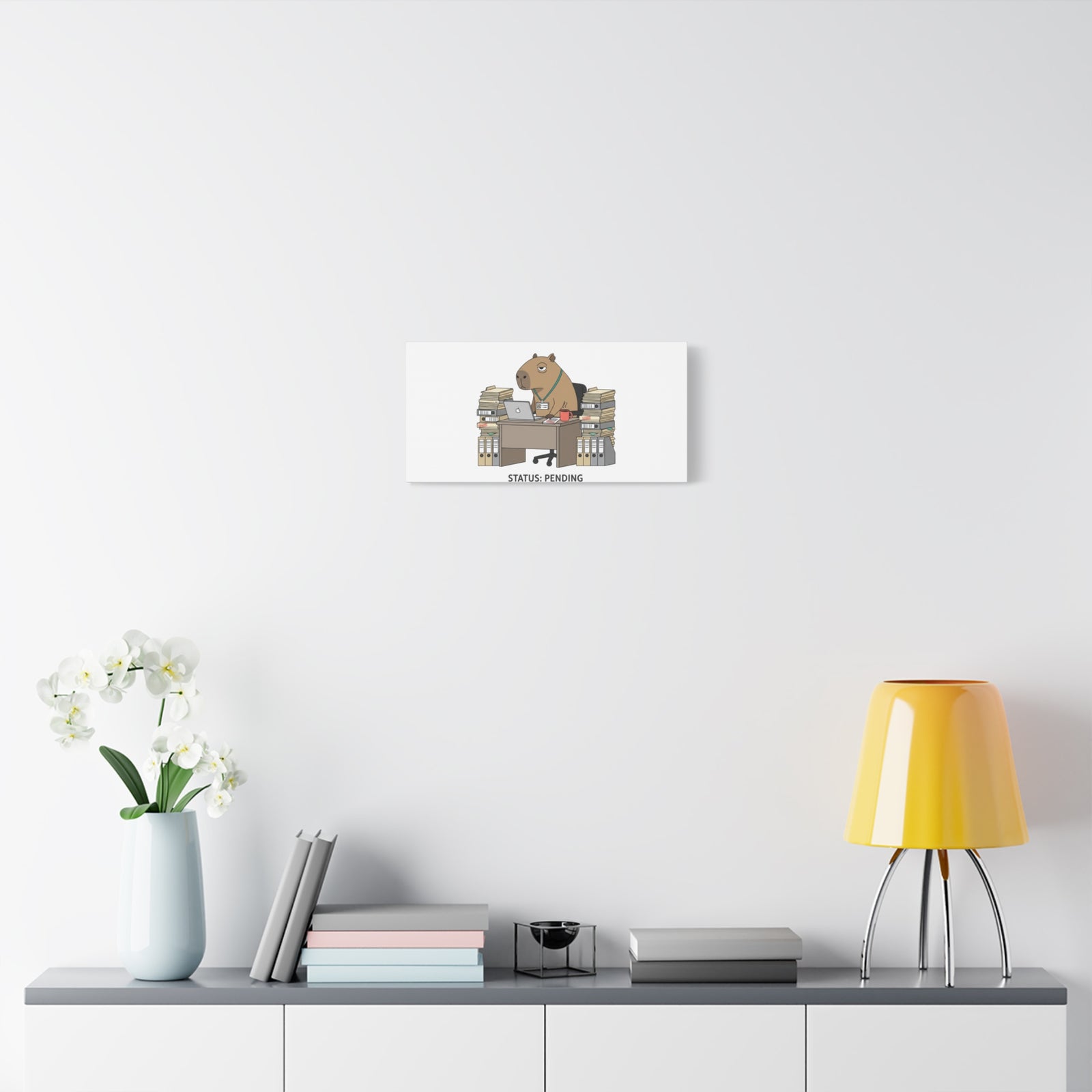Status: Pending office capybara illustration Canvas | Unhinged Animal Bureaucracy, adulting animal art