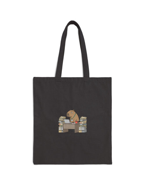 Load image into Gallery viewer, Office Bear at Desk Tote | Unhinged Animal Bureaucracy, adulting animal illustration
