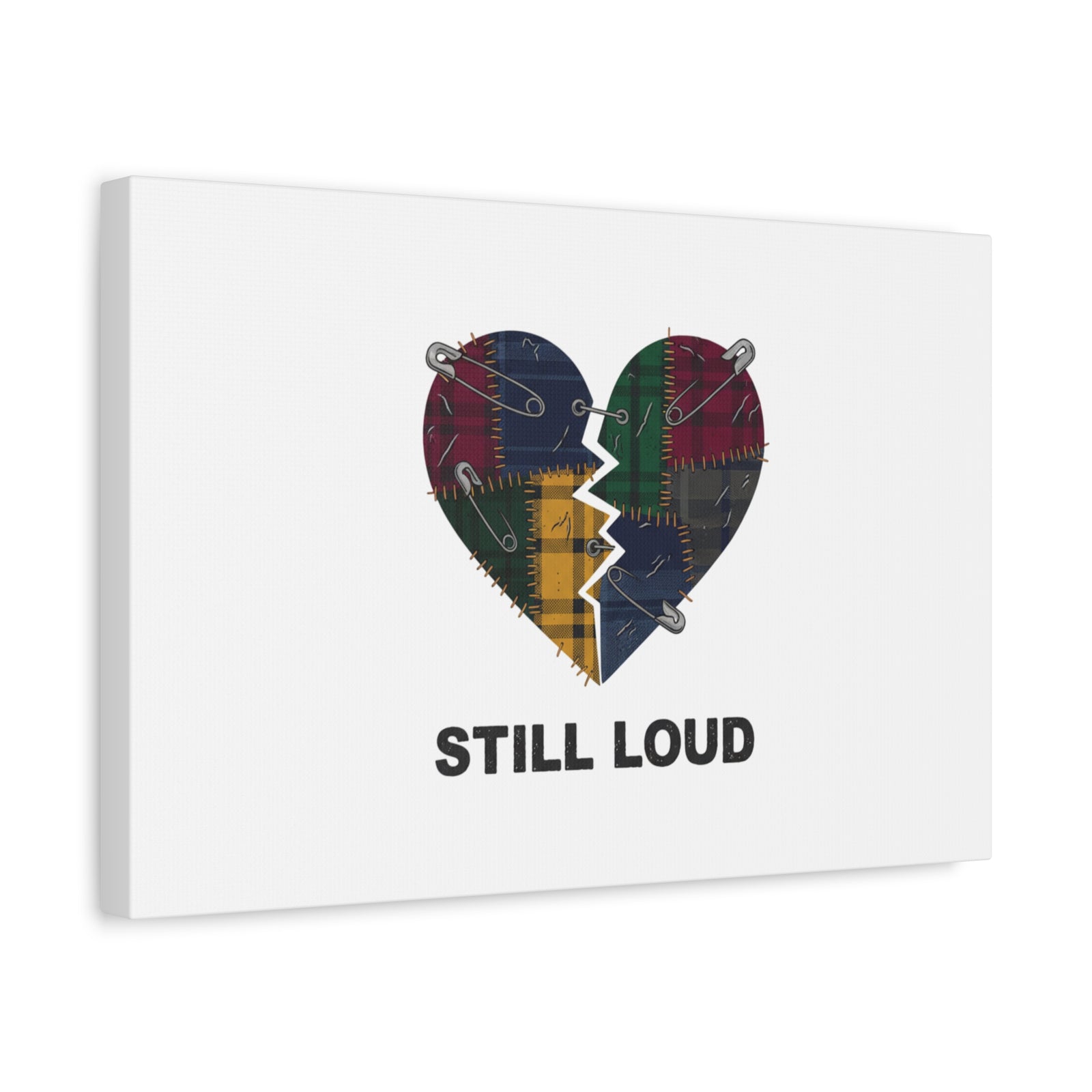 Plaid Patchwork Heart Canvas | Grunge Revival 90s Punk Wall Art