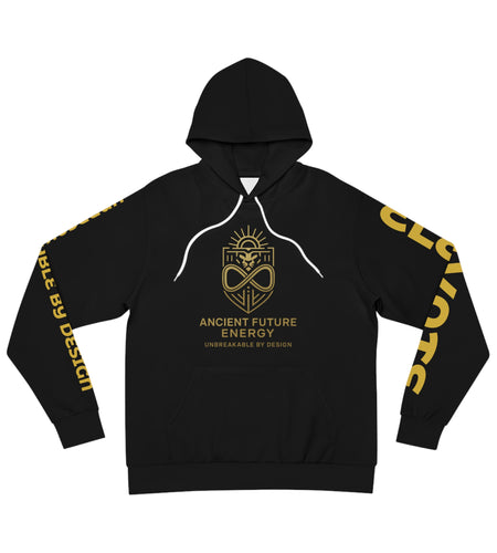 Ancient Future Energy Hoodie — Gold Lion Crest & "We Are The Roots of Tomorrow"