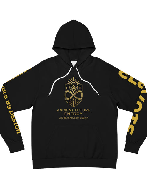 Load image into Gallery viewer, Ancient Future Energy Hoodie — Gold Lion Crest &amp; "We Are The Roots of Tomorrow"
