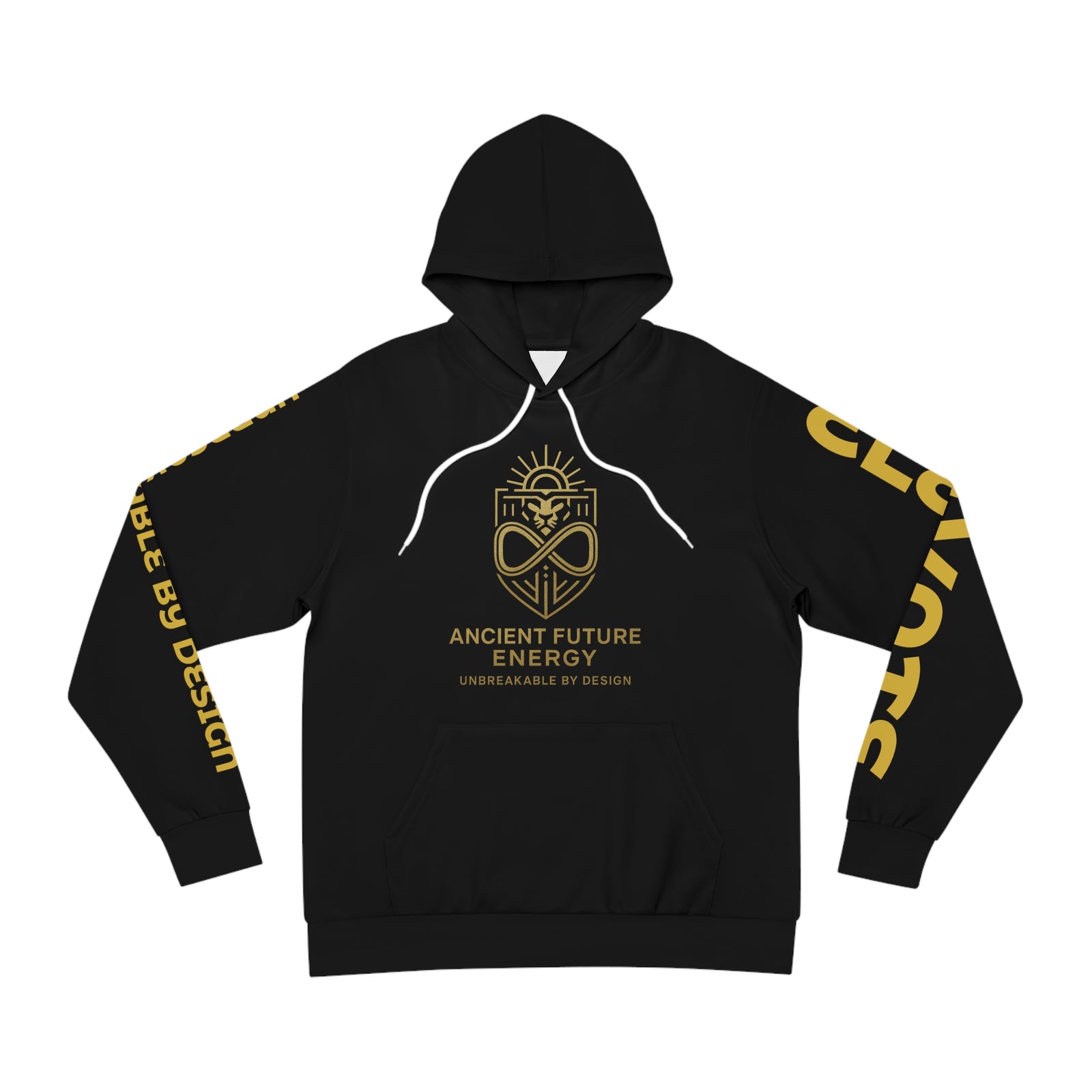 Ancient Future Energy Hoodie — Gold Lion Crest & "We Are The Roots of Tomorrow"