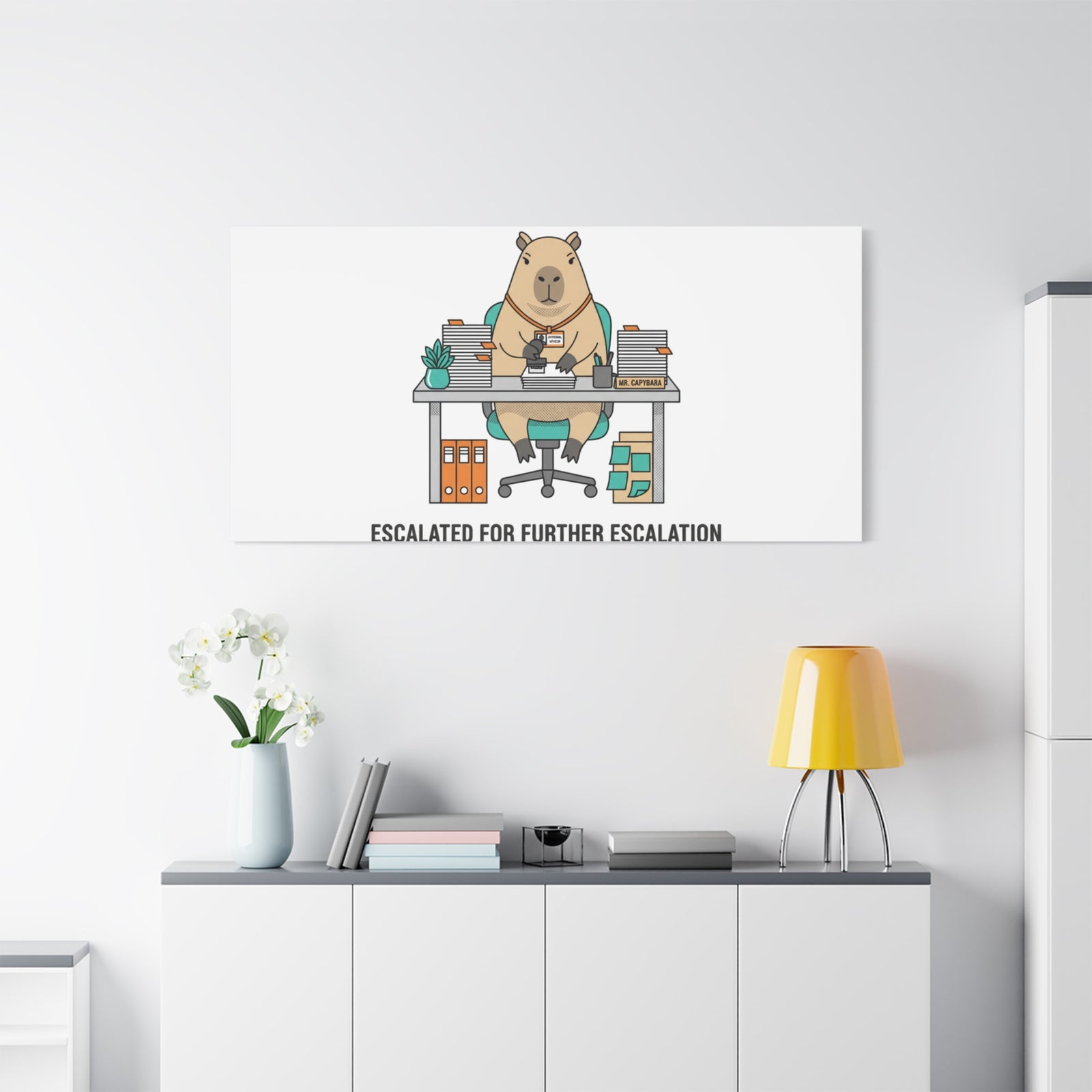 Escalated for Further Escalation Canvas | Unhinged Animal Bureaucracy, Office Animal Illustration