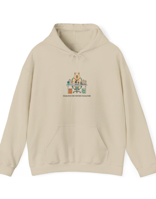 Load image into Gallery viewer, Office Raccoon Watercolor Hoodie | Unhinged Animal Bureaucracy, HR Animal Meme
