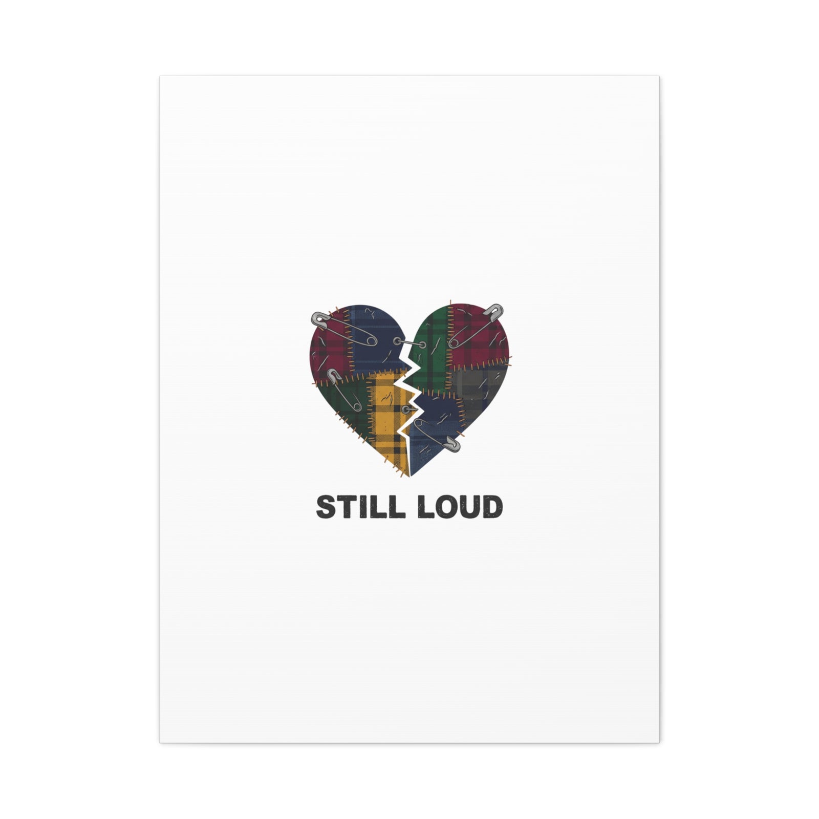Plaid Patchwork Heart Canvas | Grunge Revival 90s Punk Wall Art