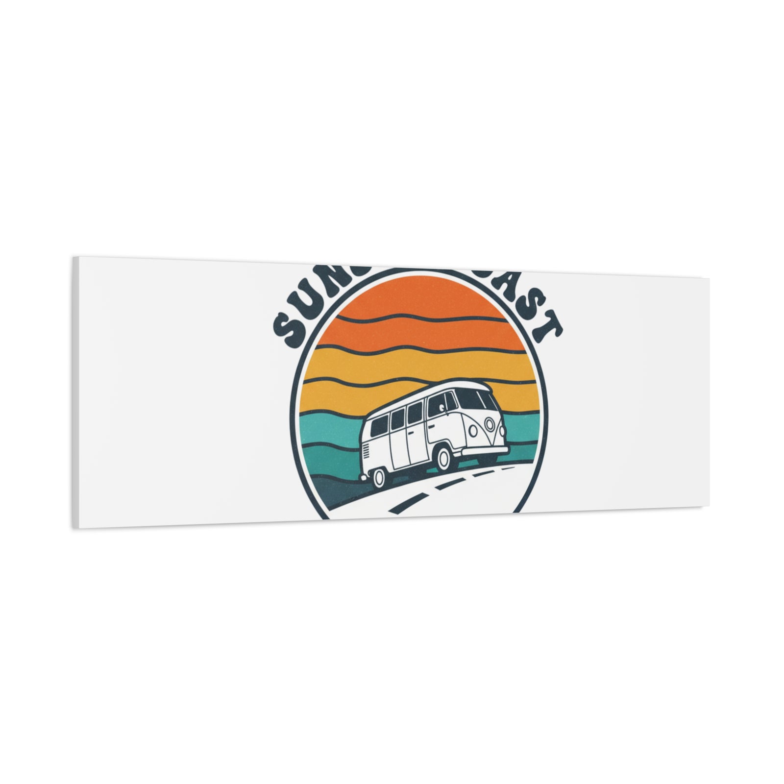 Sunset Coast Retro VW Bus Matte Canvas, 1970s Sunset Palm Poster | Vintage Surf Roadtrip