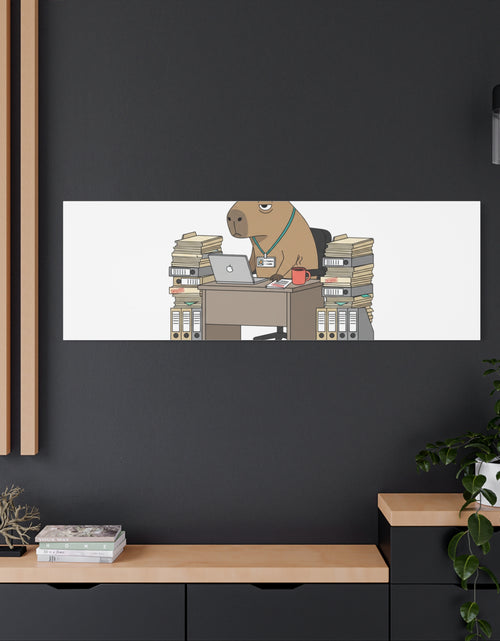 Load image into Gallery viewer, Status: Pending office capybara illustration Canvas | Unhinged Animal Bureaucracy, adulting animal art
