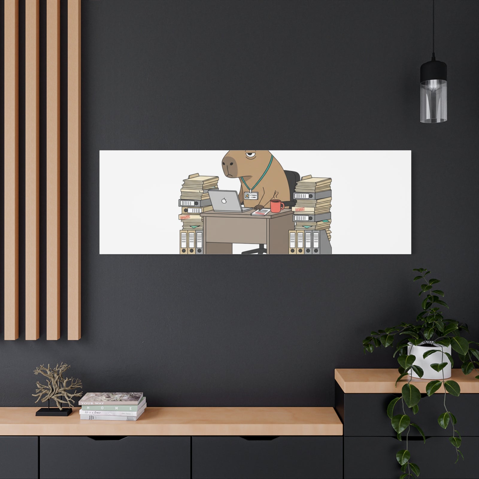 Status: Pending office capybara illustration Canvas | Unhinged Animal Bureaucracy, adulting animal art