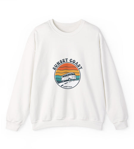 Sunset Coast VW Van Crewneck Sweatshirt | 70s Sunset Retro Surf Graphic