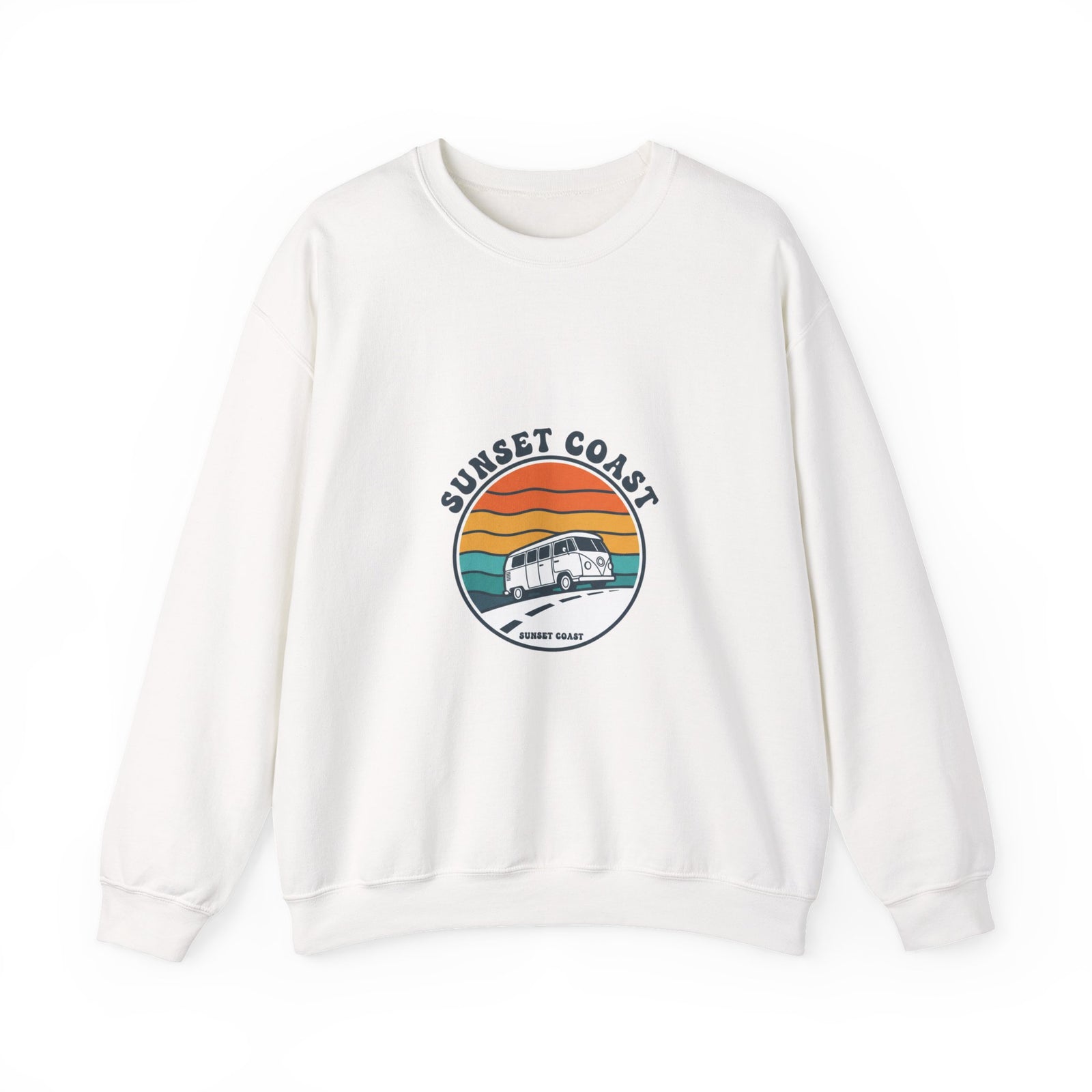 Sunset Coast VW Van Crewneck Sweatshirt | 70s Sunset Retro Surf Graphic
