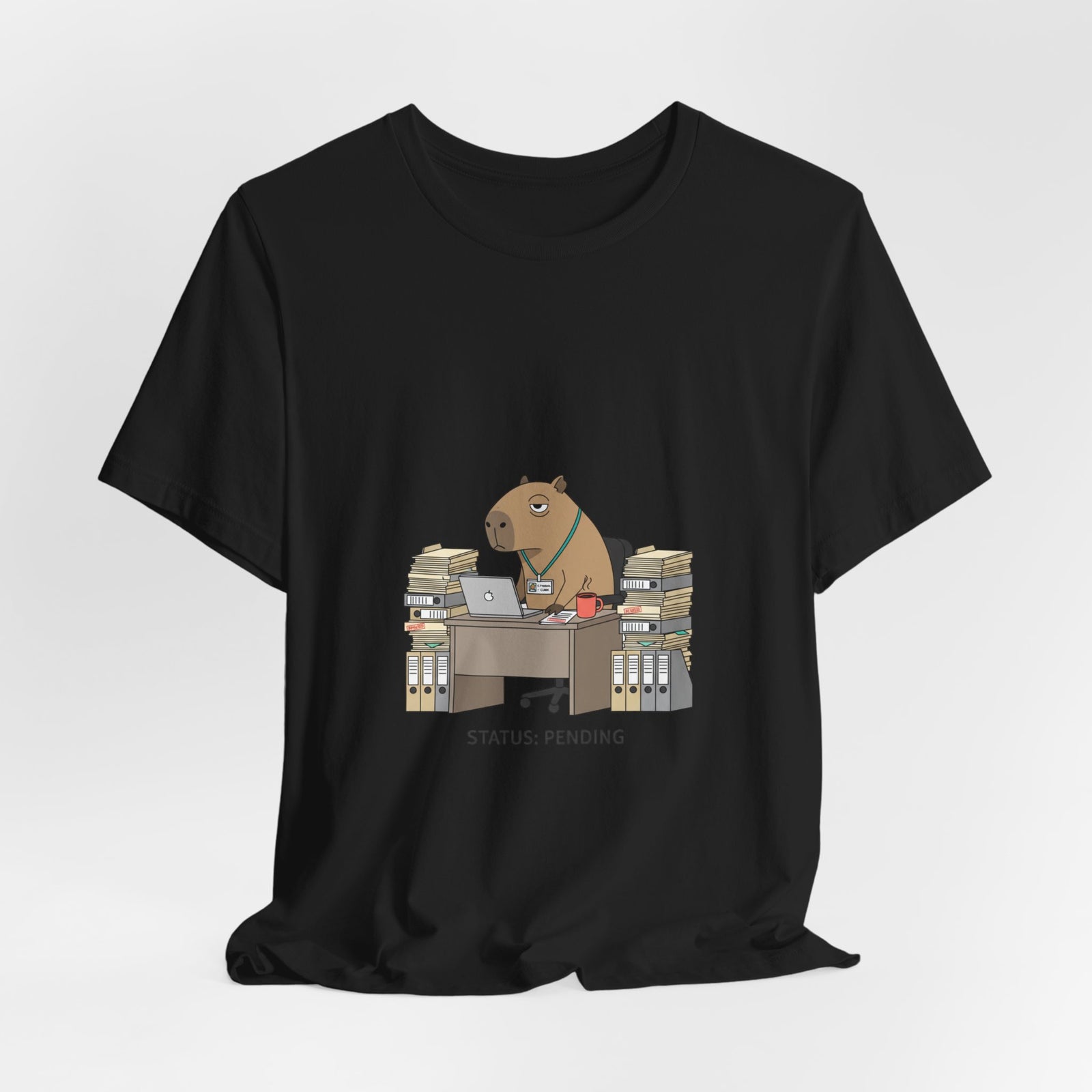 Status Pending Bear Desk Tee | Unhinged Animal Bureaucracy, office animal illustration