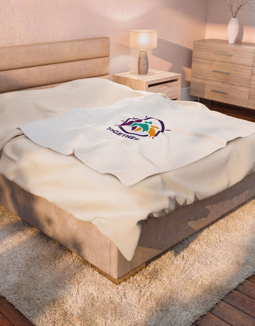 Load image into Gallery viewer, Solidarity Together emblem Velveteen Blanket | equality icon, minimal feminist design
