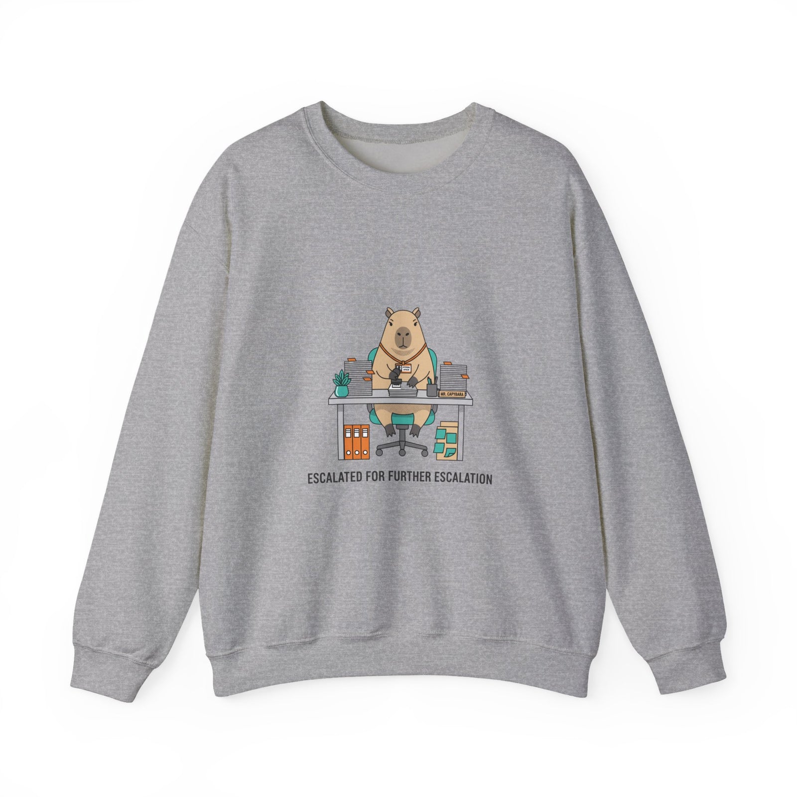 Escalated for Further Escalation Sweatshirt | office raccoon, animal HR meme