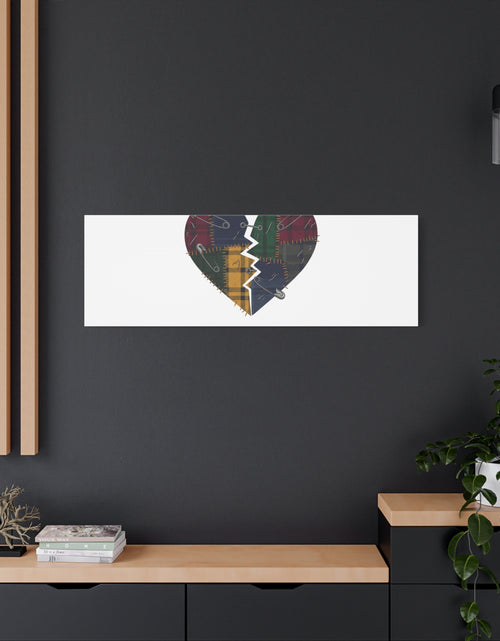 Load image into Gallery viewer, Plaid Patchwork Heart Canvas | Grunge Revival 90s Punk Wall Art
