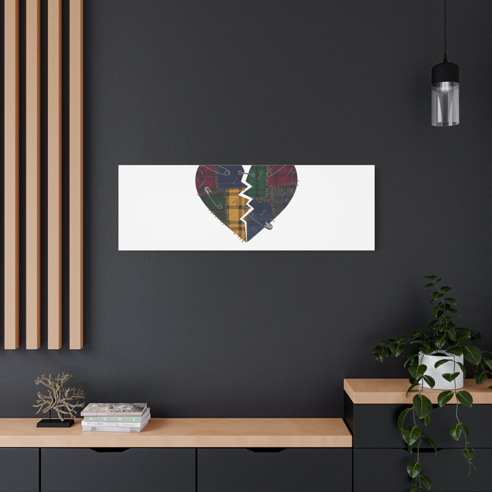 Plaid Patchwork Heart Canvas | Grunge Revival 90s Punk Wall Art