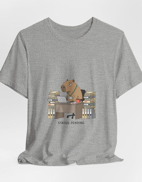 Load image into Gallery viewer, Status Pending Bear Desk Tee | Unhinged Animal Bureaucracy, office animal illustration
