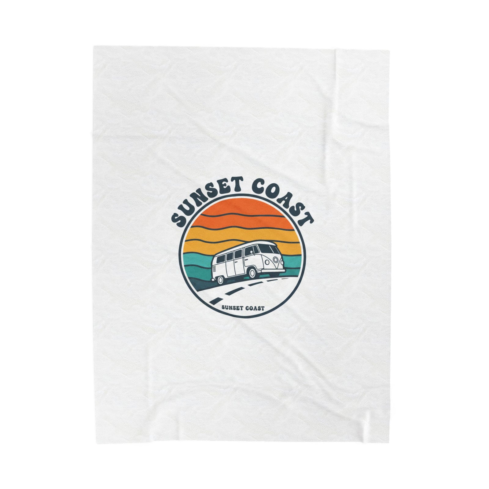 Sunset Coast VW Camper Blanket | 70s Sunset Retro Palm, Golden Hour Postcard