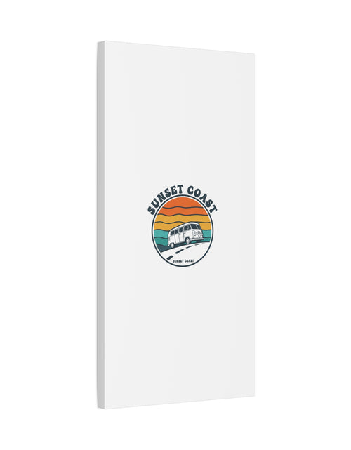 Load image into Gallery viewer, Sunset Coast Retro VW Bus Matte Canvas, 1970s Sunset Palm Poster | Vintage Surf Roadtrip
