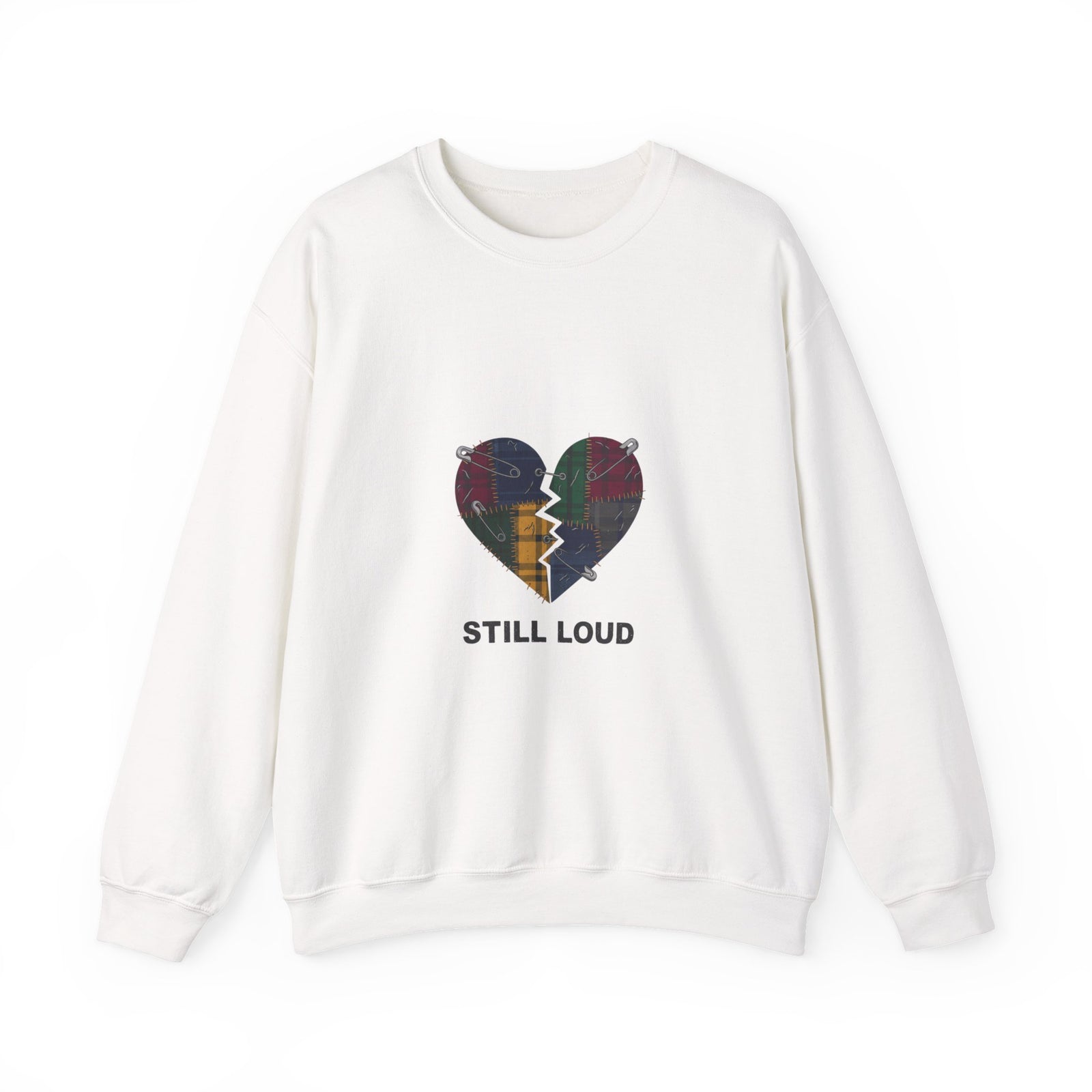 Plaid Broken Heart Crewneck Sweatshirt | Grunge Revival, 90s Flannel Aesthetic