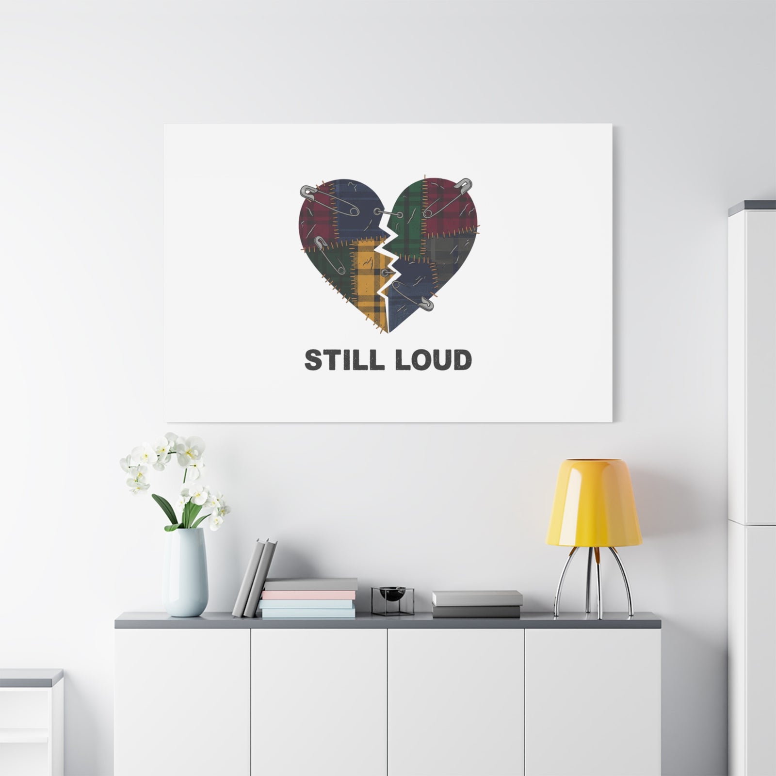 Plaid Patchwork Heart Canvas | Grunge Revival 90s Punk Wall Art