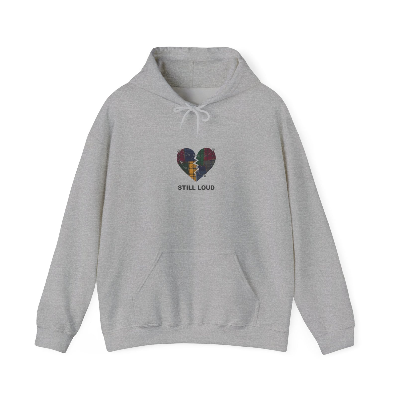Still Loud Broken Heart Hoodie | grunge revival, plaid patchwork