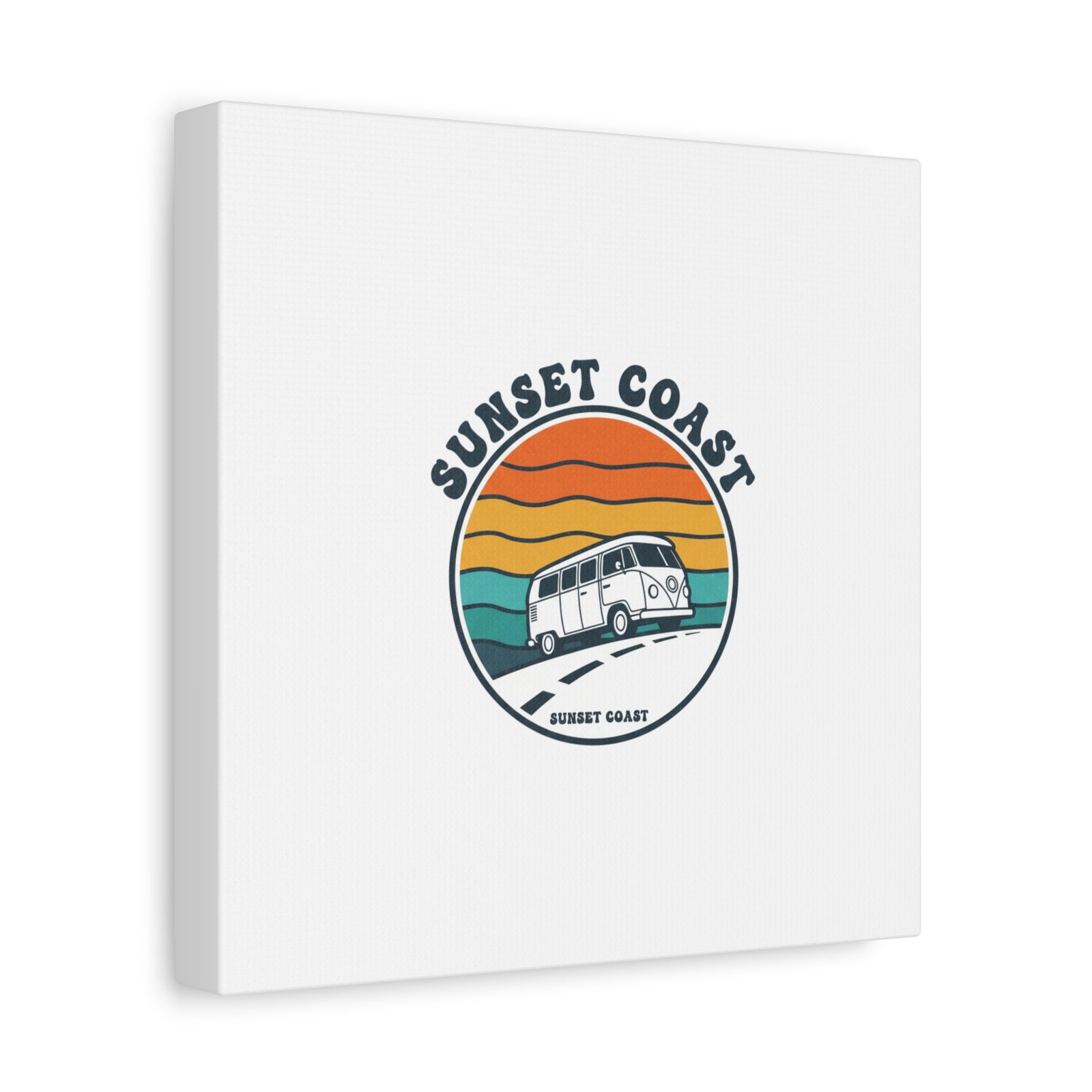 Sunset Coast Retro VW Bus Matte Canvas, 1970s Sunset Palm Poster | Vintage Surf Roadtrip