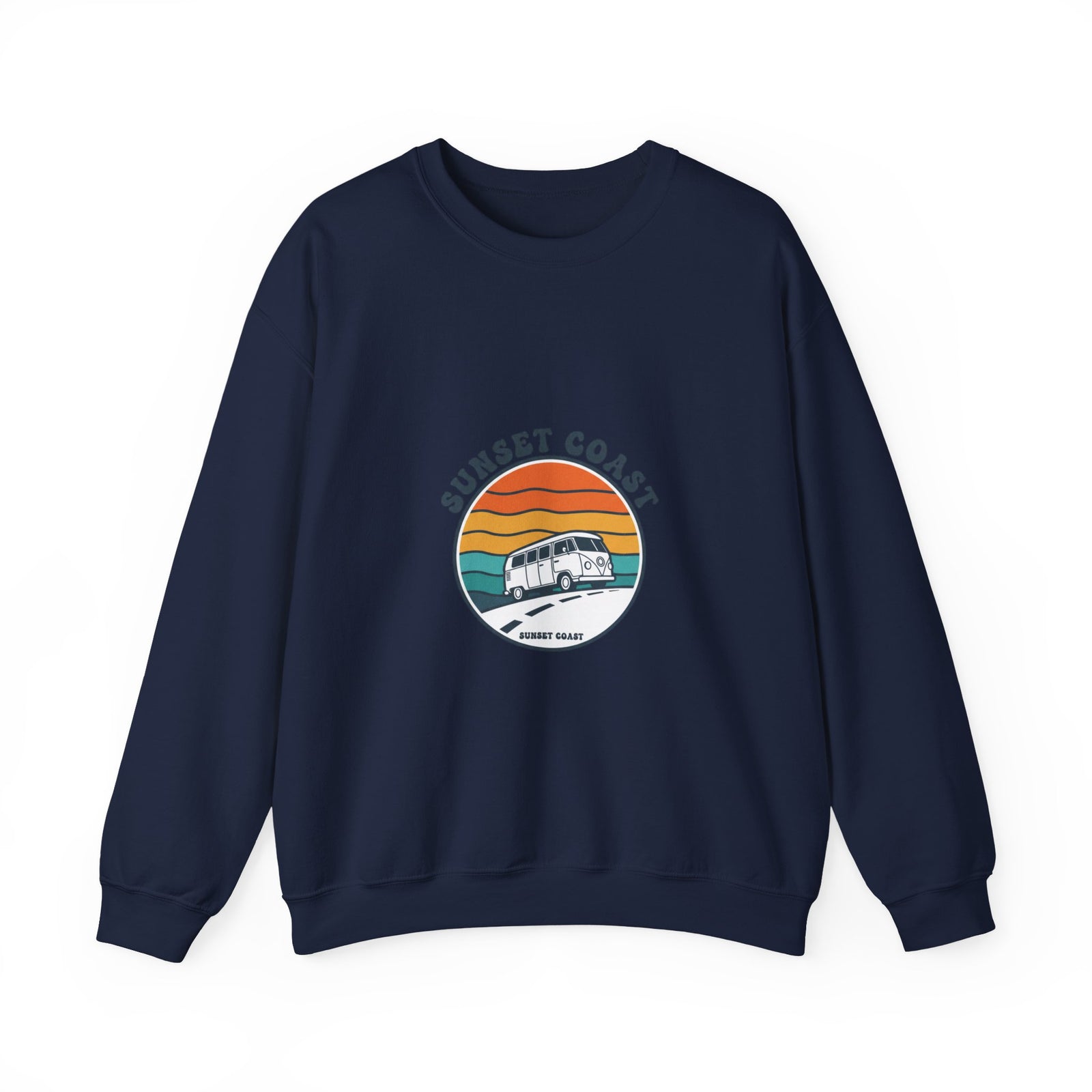 Sunset Coast VW Van Crewneck Sweatshirt | 70s Sunset Retro Surf Graphic