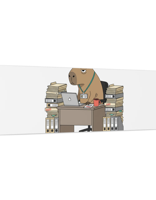 Load image into Gallery viewer, Status: Pending office capybara illustration Canvas | Unhinged Animal Bureaucracy, adulting animal art
