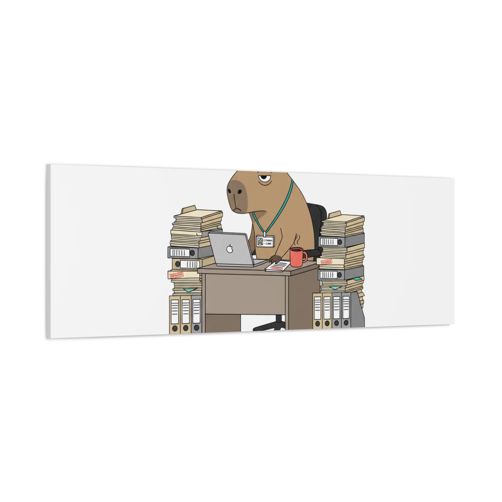 Status: Pending office capybara illustration Canvas | Unhinged Animal Bureaucracy, adulting animal art