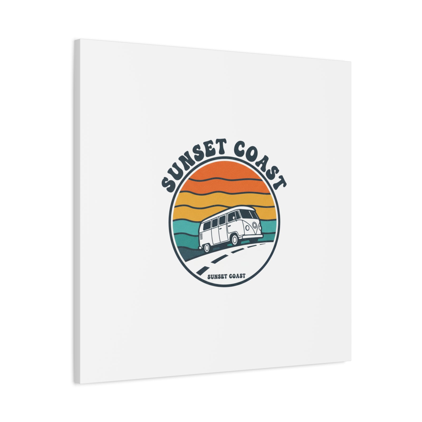 Sunset Coast Retro VW Bus Matte Canvas, 1970s Sunset Palm Poster | Vintage Surf Roadtrip